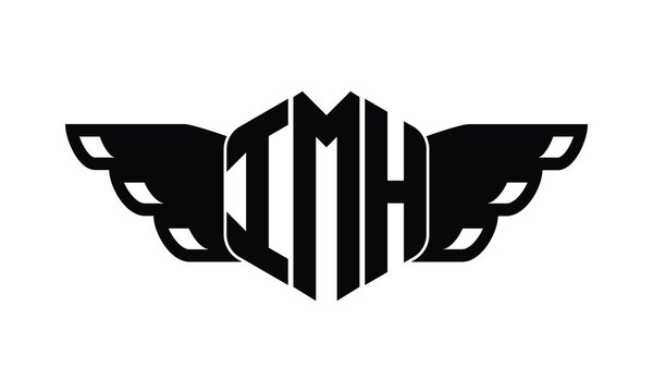 IMH polygon wings logo design vector template.