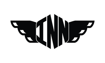 INN polygon wings logo design vector template.