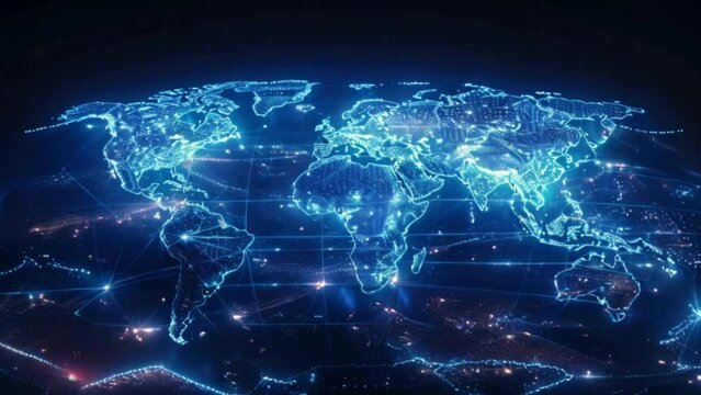 3D earth map digital hologram display communication concept Generative AI 