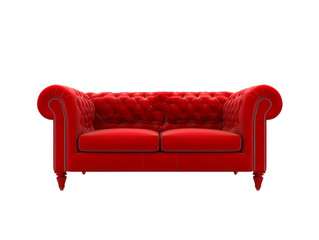 isolated red sofa or armchair, 3d illustration