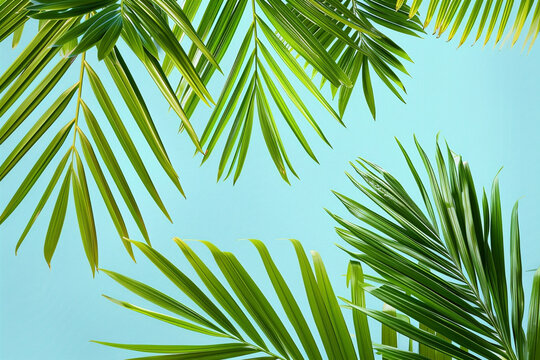 palm leaves on sky background