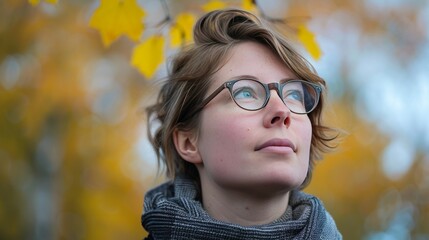 A woman with glasses