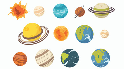 Cartoon Solar system with nine planets