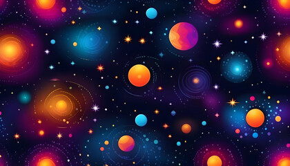 A colorful abstract pattern with stars and galaxies