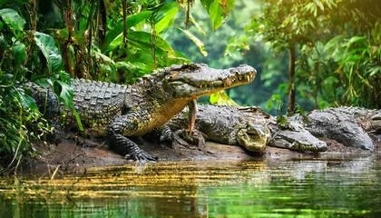 Rolgordijnen ワニ。クロコダイル。アリゲーター。野生のワニのイメージ素材。Crocodile. alligator. Wild crocodile image material. © seven sheep