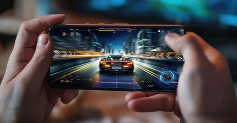 generic UI design totally done by the contributor for mobile app street racing AAA game videogame gameplay UI design for smartphone, console or web 3.0 playing to earn gaming