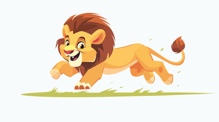 Cute lion cartoon running