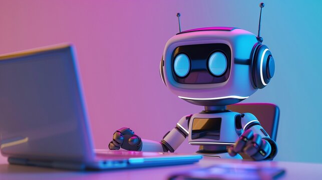 cute robot working