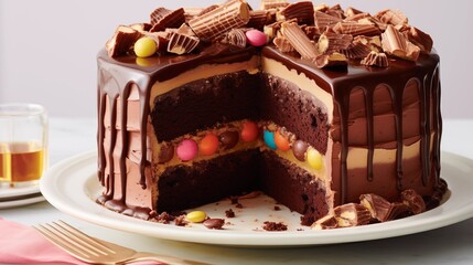 Candy Bar Cake Replicate your favorite candy bar with cake layers, frosting, and candy toppings.