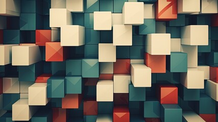 a geometric background with square tiles in a retro inspired design - obrazy, fototapety, plakaty