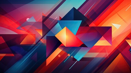 abstract design with interlocking triangular motifs and vibrant color schemes - obrazy, fototapety, plakaty