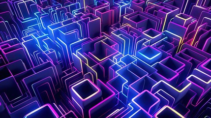 Obraz premium abstract pattern resembling a complex maze structure with neon light trails