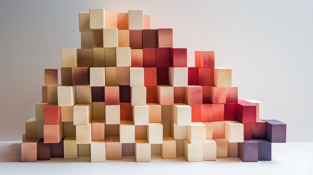 cubic blocks arranged in a structured and orderly manner