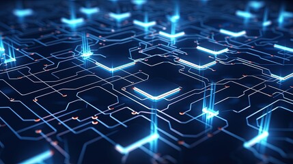 Obraz premium futuristic background with interconnected circuitry lines and glowing nodes