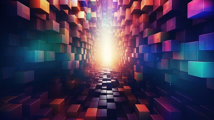 geometric tunnels in vibrant colors leading to a futuristic dimension - obrazy, fototapety, plakaty