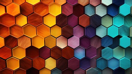 hexagonal honeycomb pattern with a harmonious color scheme