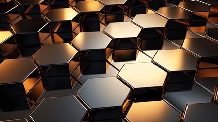 interconnected hexagons with metallic reflections conveying a modern and industrial look