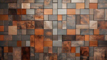rectangular tiles with a mosaic pattern and textured surface