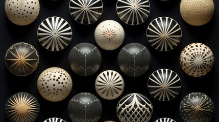 spherical elements arranged in an orderly and symmetrical formation