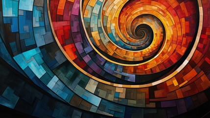 spiral lines with a vibrant color palette