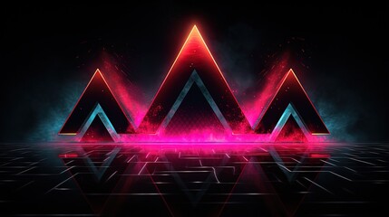 triangular elements with a neon color palette - obrazy, fototapety, plakaty