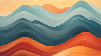 triangular waves with a retro inspired color palette - obrazy, fototapety, plakaty