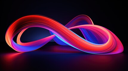 wave like formation of interlocking curves and arcs with a neon glow and dynamic motion