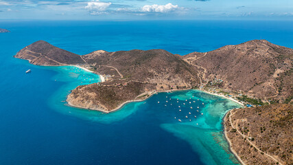Aerial View of Island in the Open Ocean