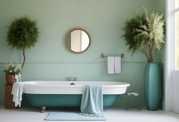 A soothing mix of pale green and baby blue, reminiscent of a peaceful countryside bathed in the warm glow of the setting sun.
