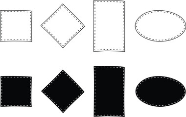 Sewing Patch with Stitches Border Frame Template Clipart - Outline & Silhouette