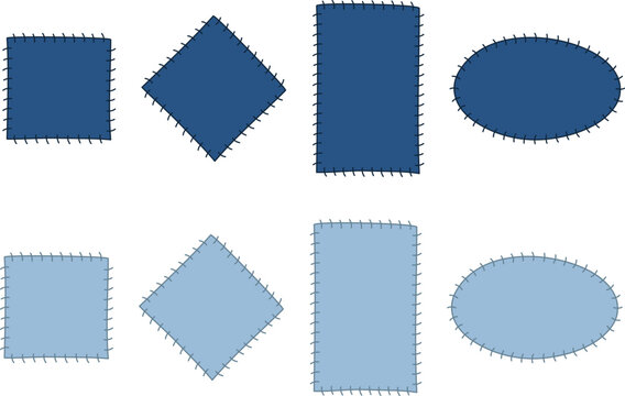 Denim Sewing Patch with Whip Stitch Border Frame Template Clipart