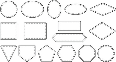 Leather Patches Frame or Label Template Clipart - Outlines