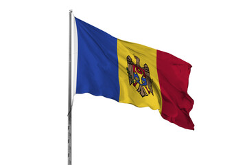 Waving Moldova country flag, isolated, white background, national, nationality, close up