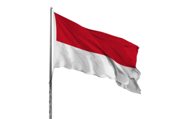 Waving Monaco country flag, isolated, white background, national, nationality, close up