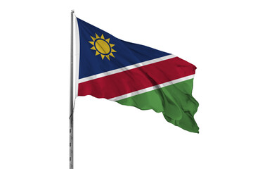 Waving Namibia country flag, isolated, white background, national, nationality, close up