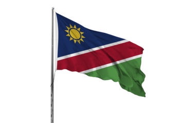 Waving Namibia country flag, isolated, white background, national, nationality, close up