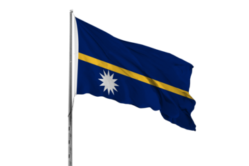 Waving Nauru country flag, isolated, white background, national, nationality, close up