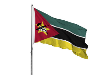 Waving Mozambique country flag, isolated, white background, national, nationality, close up