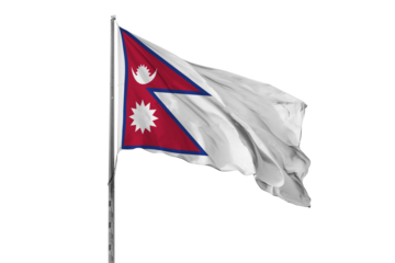 Waving Nepal country flag, isolated, white background, national, nationality, close up