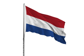 Waving Netherlands country flag, isolated, white background, national, nationality, close up