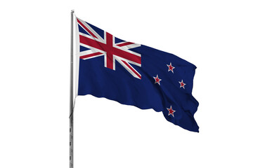 Fototapeta premium Waving New Zealand country flag, isolated, white background, national, nationality, close up