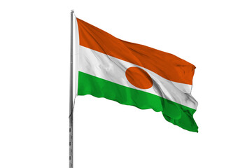 Waving Niger country flag, isolated, white background, national, nationality, close up