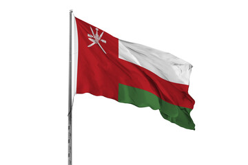 Waving Oman umman country flag, isolated, white background, national, nationality, close up