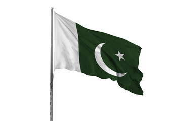 Waving Pakistan country flag, isolated, white background, national, nationality, close up