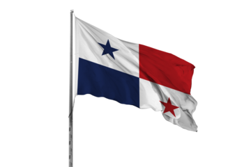 Waving Panama country flag, isolated, white background, national, nationality, close up