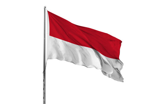 Waving Monaco country flag, isolated, white background, national, nationality, close up