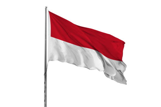 Waving Monaco country flag, isolated, white background, national, nationality, close up