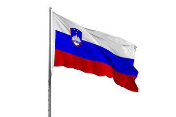 Waving Slovenia country flag, isolated, white background, national, nationality, close up