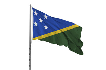 Waving Solomon Islands country flag, isolated, white background, national, nationality, close up