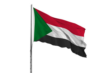 Waving Sudan country flag, isolated, white background, national, nationality, close up
